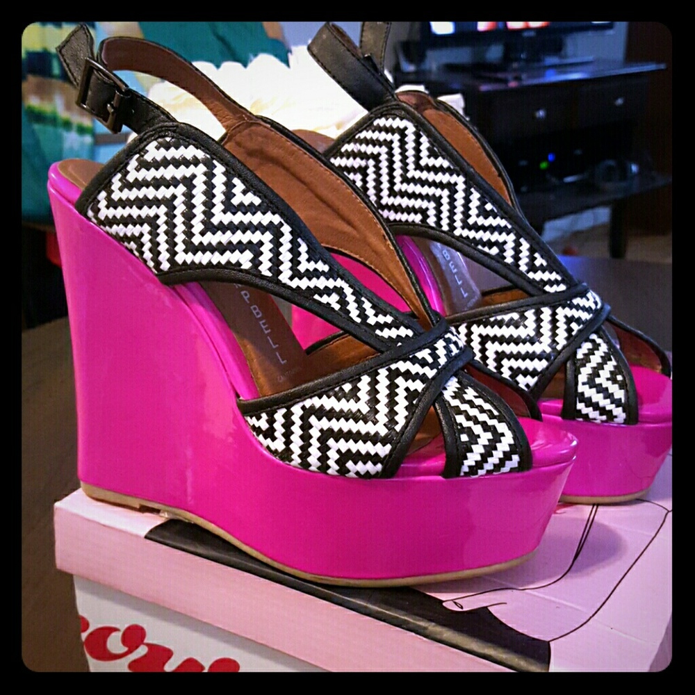 Jeffrey Campbell Mariel Peep Toe Wedge Sandals